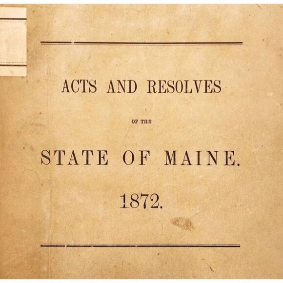 1872 Acts & Resolves State Of Maine 1st Edition 51st Legislature Public Law F5 - Picture 1 of 7